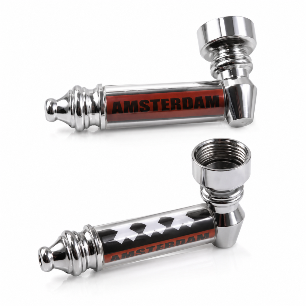 Pipe Metal XXX Amsterdam disponible sur CBD GARDEN, boutique spécialisée en CBD et accessoires fumeurs premium.
