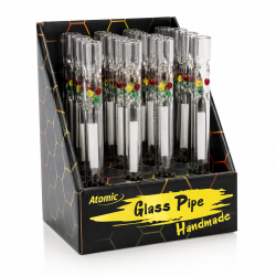 Atomic Pipe en verre Rasta Ball 12cm disponible sur CBD GARDEN, boutique spécialisée en CBD et accessoires fumeurs premium.