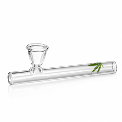 Pipe en verre Straight Leaf disponible sur CBD GARDEN, boutique spécialisée en CBD et accessoires fumeurs premium.