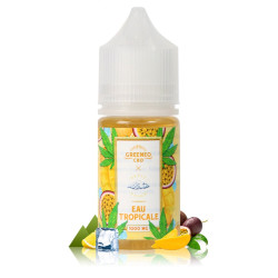 E-liquide CBD 30 ml Greeneo x Petit Nuage dosé à 1000 mg, disponible en saveurs Goyave Frappée et L’Eau Tropicale.