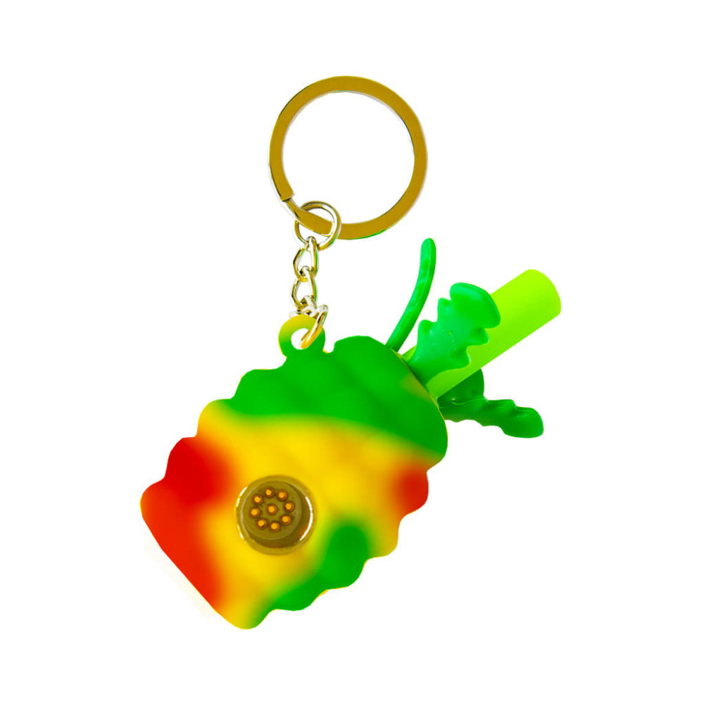 Porte-clés pipe en silicone forme ananas marbré