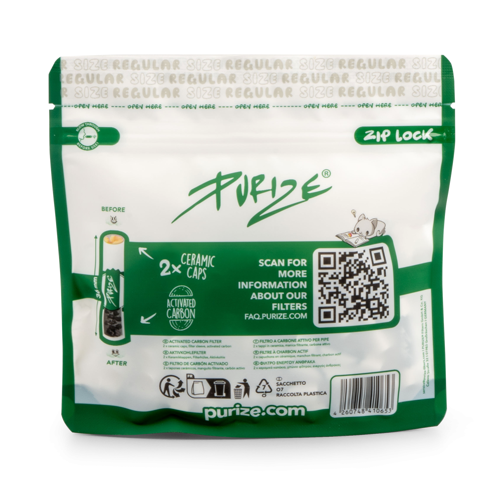 PURIZE - FILTRE CHARBON ACTIF - REGULAR - SACHET DE 50